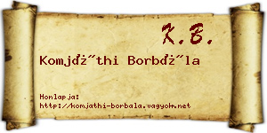 Komjáthi Borbála névjegykártya